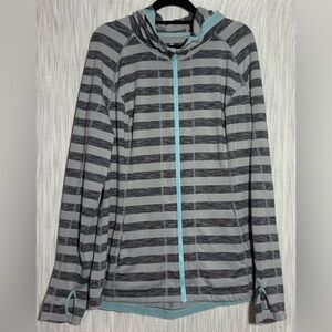 Lukka Gray and Blue Striped Hoodie